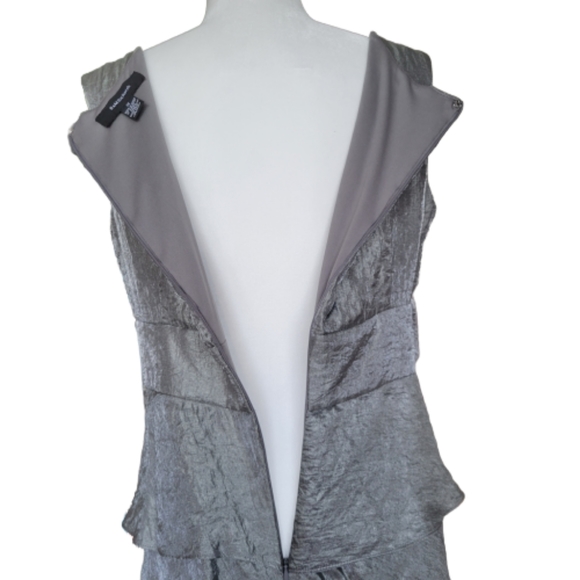 R&M Richards Silver Tone Evening Cocktail Maxi Dress Beaded Spark Sleeveless 12 - Picture 5 of 8